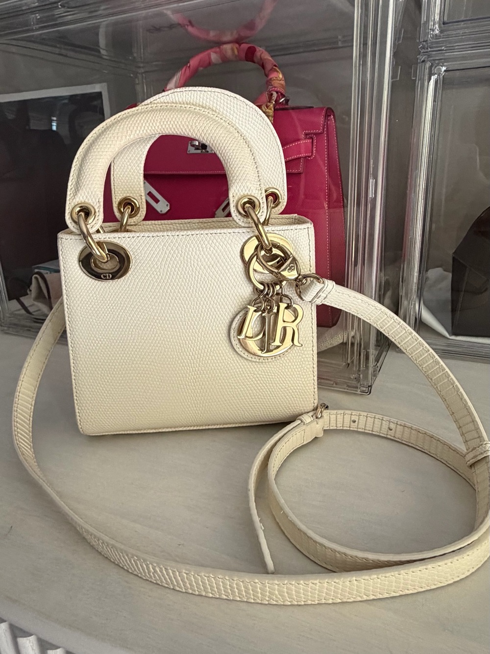 Dior Cream Leather Mini Tote with Gold Hardware - Picture 4 of 4